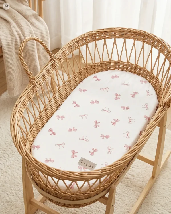 СЕТ 2 навлаки за количка и Moses Basket – PINK RIBBONS — фотографија 4