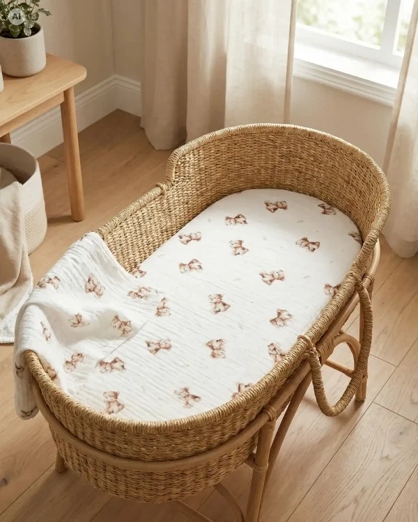 СЕТ 2 навлаки за количка и Moses Basket – VINTAGE TEDDY — фотографија 3