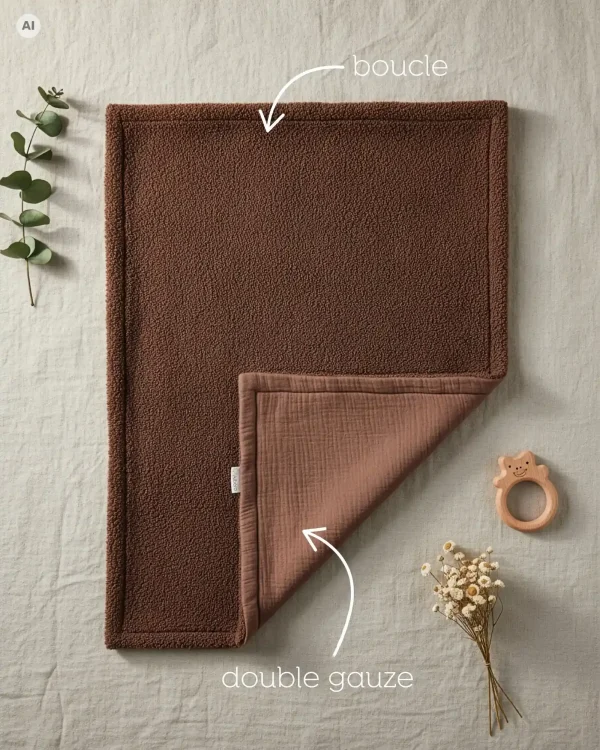 Топло ќебенце Bouclé BROWN — фотографија 3